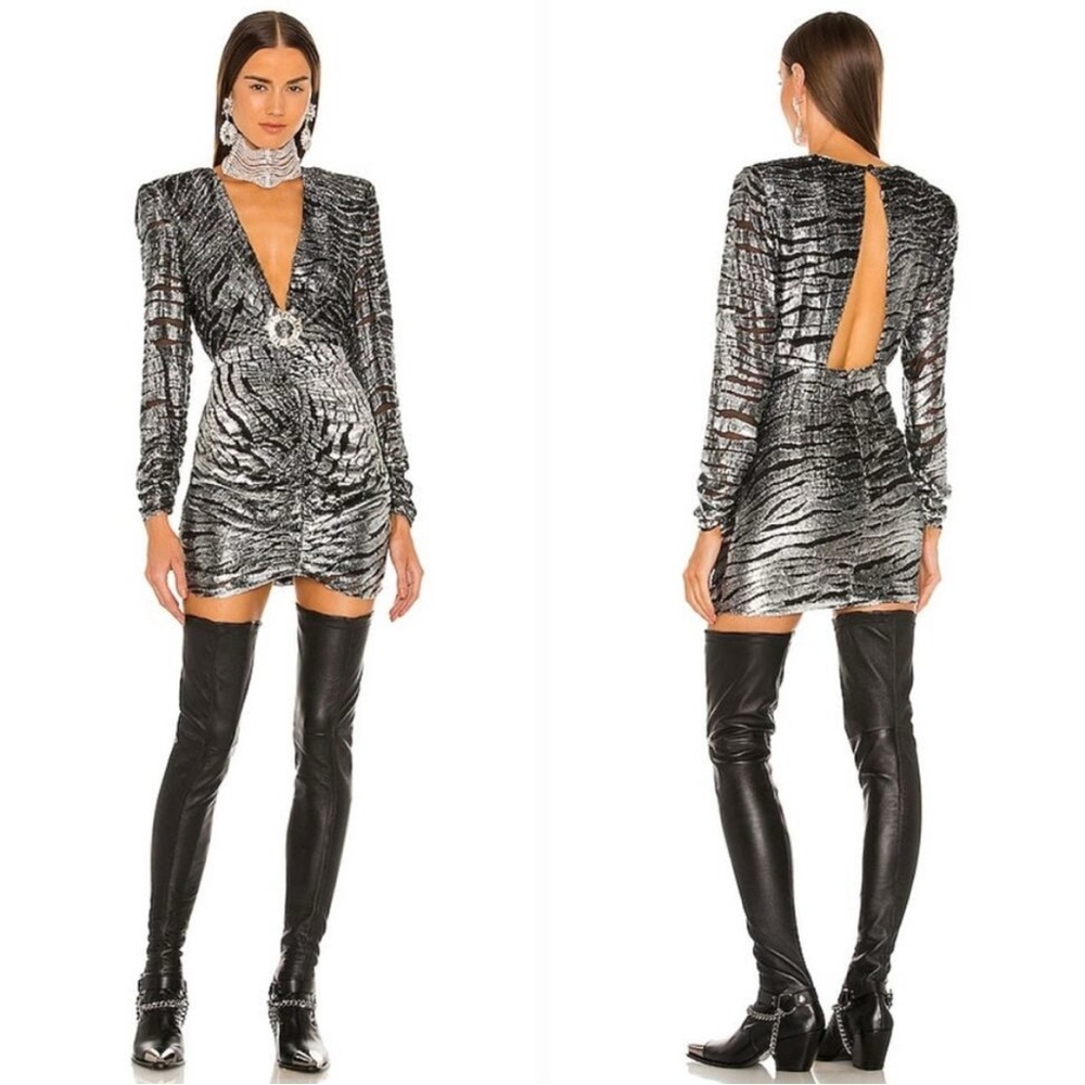 DUNDAS x REVOLVE Stardust Mini Dress | Silver Tiger | XS